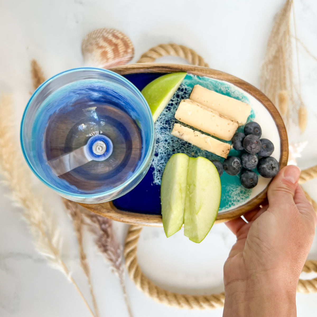 Personal Charcuterie Board with Wine Glass Holder