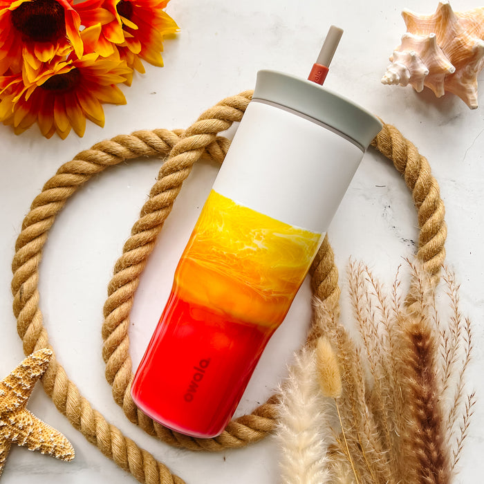 Sunset Waves Owala 24oz Water Bottle with Straw