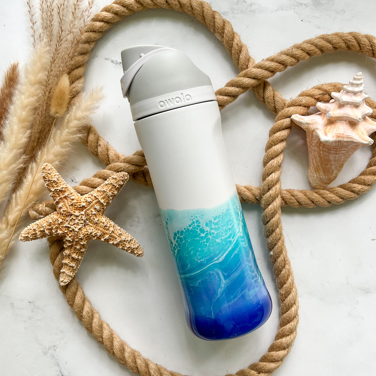 Ocean Waves White Owala 24oz Water Bottle