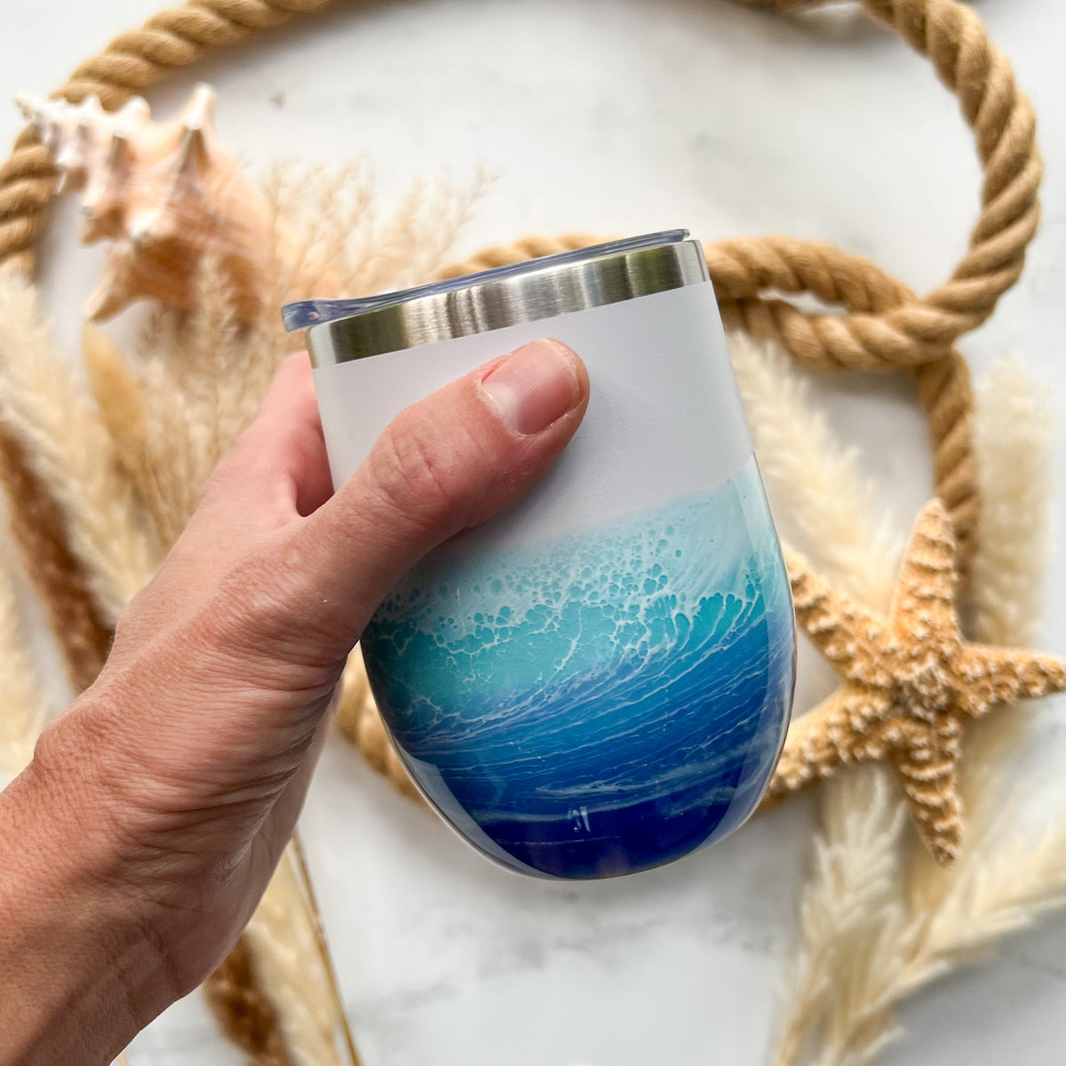 Ocean Waves White Wine Tumblers 12oz