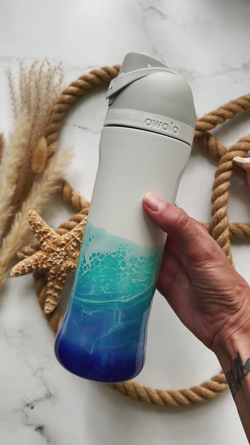 Ocean Waves White Owala 24oz Water Bottle